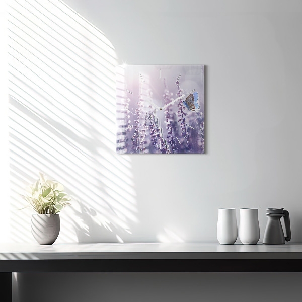 Square glass wall clock Abstraction