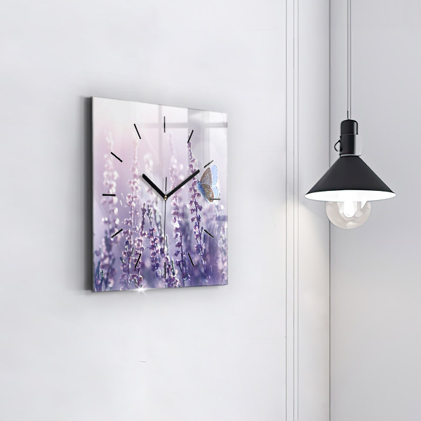 Square glass wall clock Abstraction