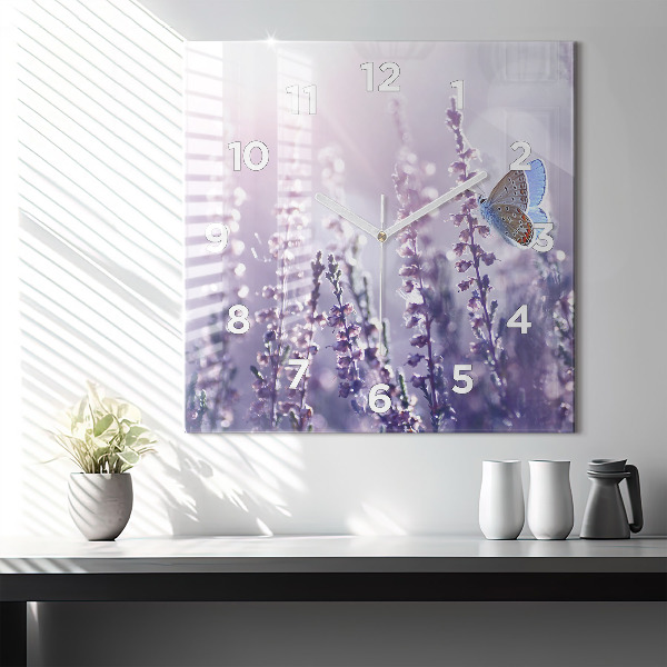 Square glass wall clock Abstraction