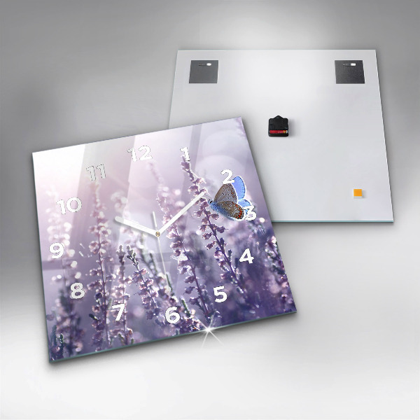 Square glass wall clock Abstraction