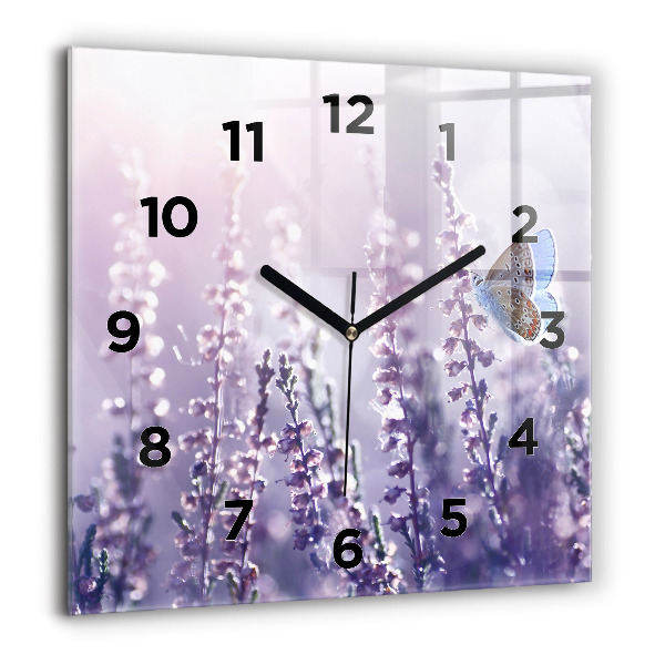 Square glass wall clock Abstraction