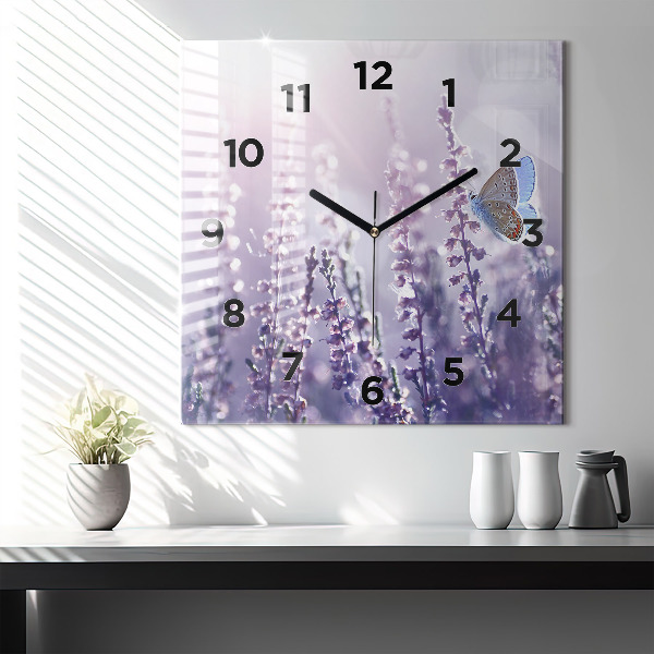 Square glass wall clock Abstraction