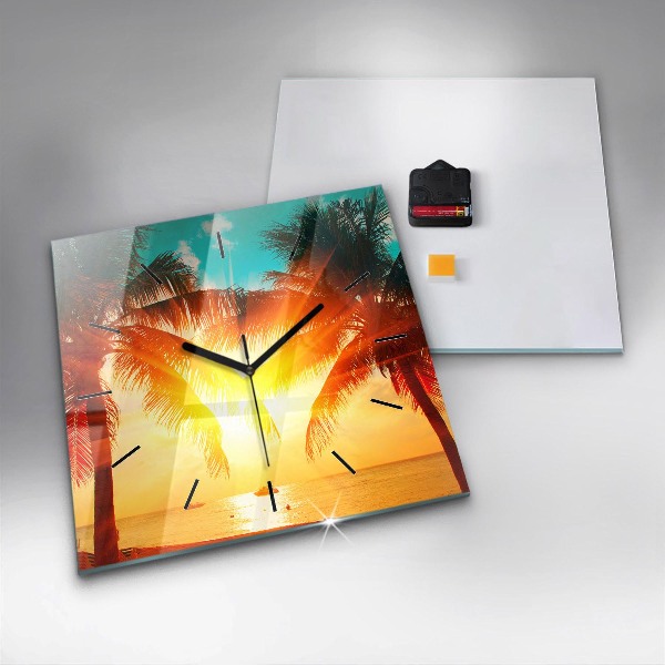 Square glass wall clock Holidays Relaxation Summer