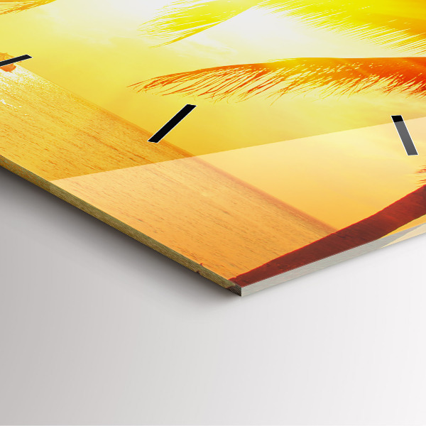 Square glass wall clock Holidays Relaxation Summer