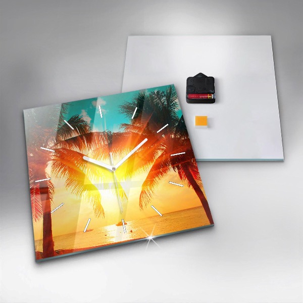 Square glass wall clock Holidays Relaxation Summer