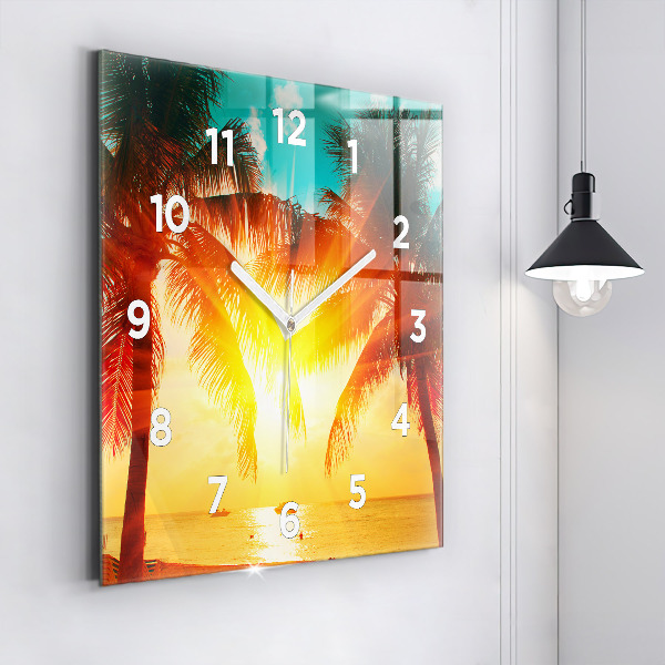 Square glass wall clock Holidays Relaxation Summer