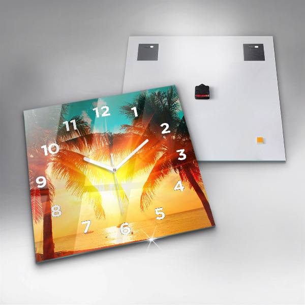 Square glass wall clock Holidays Relaxation Summer