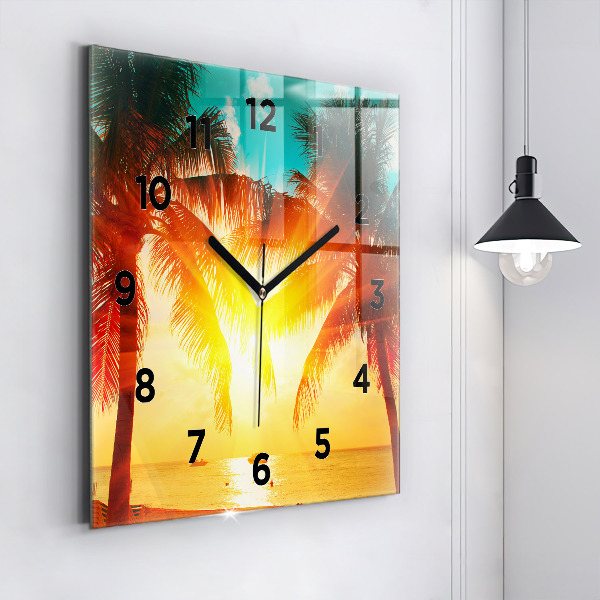 Square glass wall clock Holidays Relaxation Summer