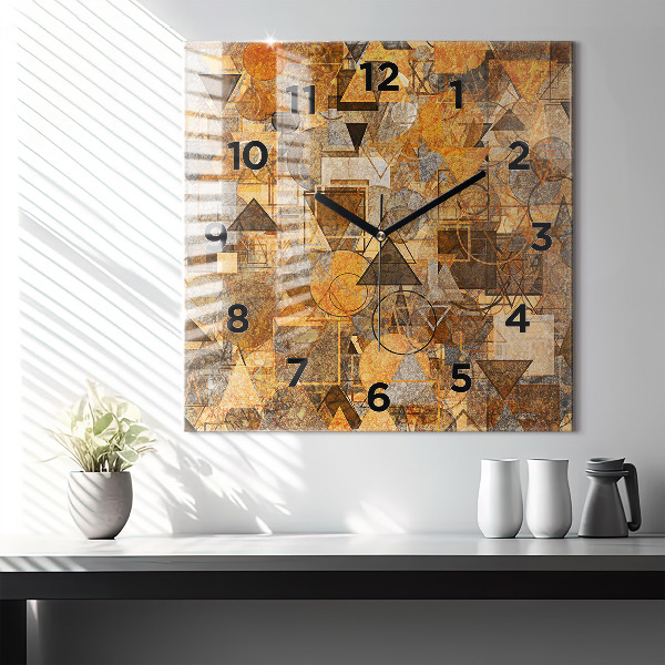 Square glass wall clock Geometric Shapes