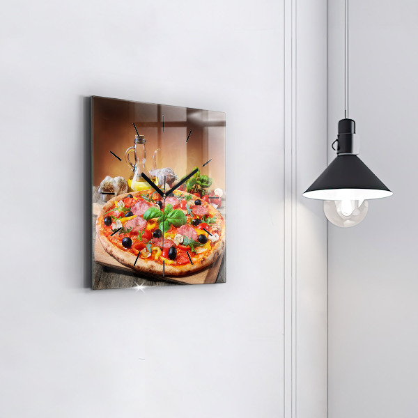 Square glass wall clock The Culinary Heart of Italy