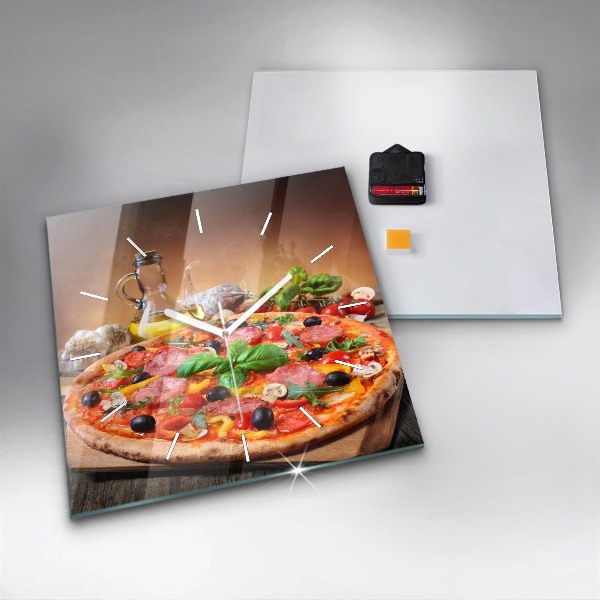 Square glass wall clock The Culinary Heart of Italy