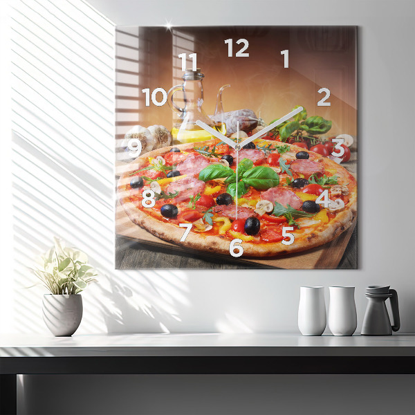 Square glass wall clock The Culinary Heart of Italy