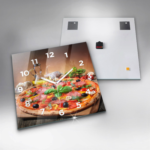 Square glass wall clock The Culinary Heart of Italy