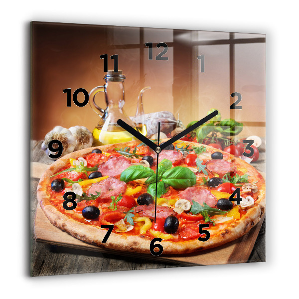 Square glass wall clock The Culinary Heart of Italy