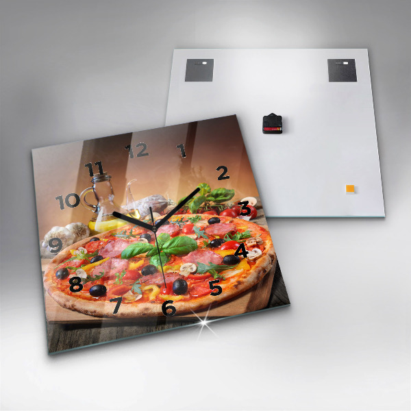 Square glass wall clock The Culinary Heart of Italy