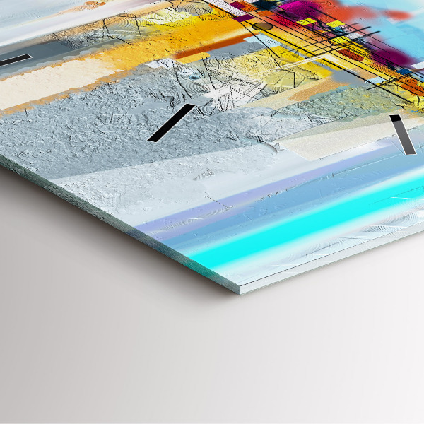 Square glass wall clock Abstract oil landscape