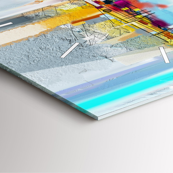 Square glass wall clock Abstract oil landscape