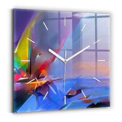 Square glass wall clock Seascape