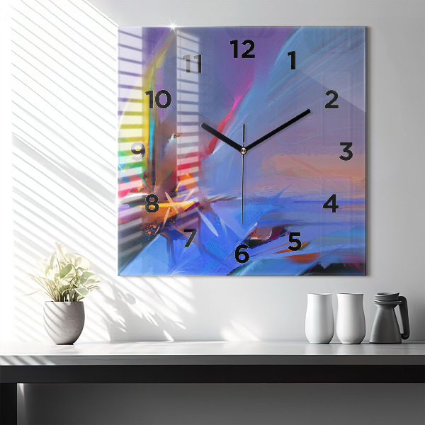 Square glass wall clock Seascape