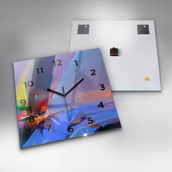 Square glass wall clock Seascape