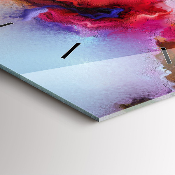 Square glass wall clock Spilled paint