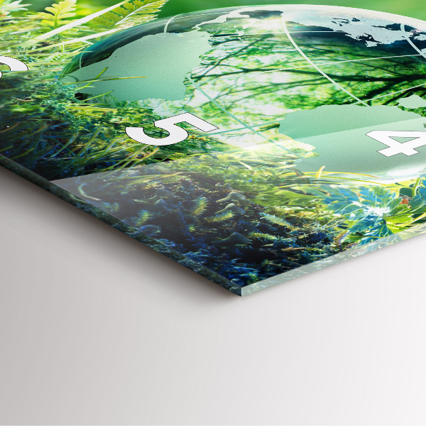 Square glass wall clock Globe