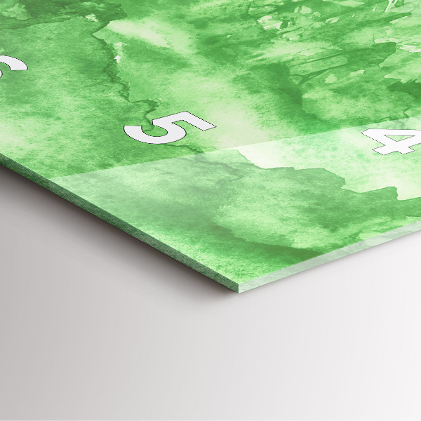 Square glass wall clock Painting green forest