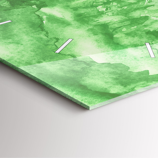 Square glass wall clock Painting green forest