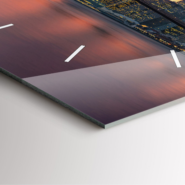 Square glass wall clock New York East River