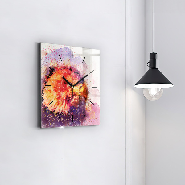 Square glass wall clock Watercolor eagle