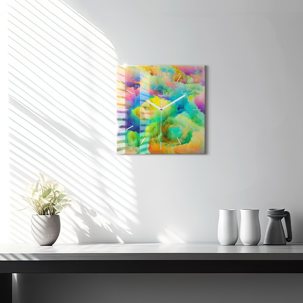 Square glass wall clock Fractal Texture