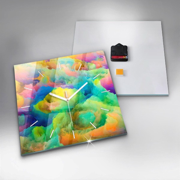 Square glass wall clock Fractal Texture