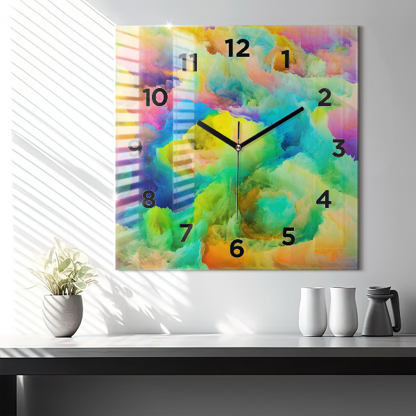 Square glass wall clock Fractal Texture