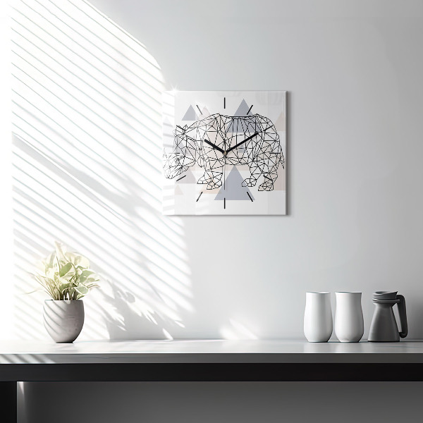 Square glass wall clock Geometric Pattern