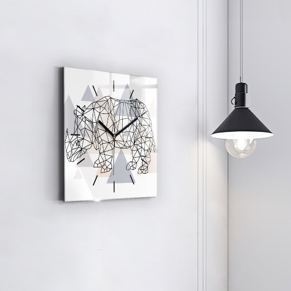 Square glass wall clock Geometric Pattern