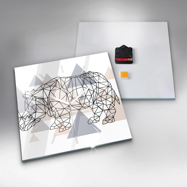 Square glass wall clock Geometric Pattern