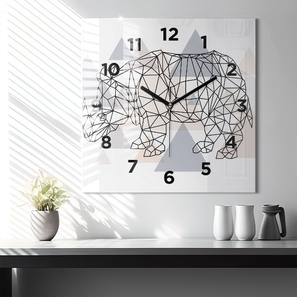 Square glass wall clock Geometric Pattern