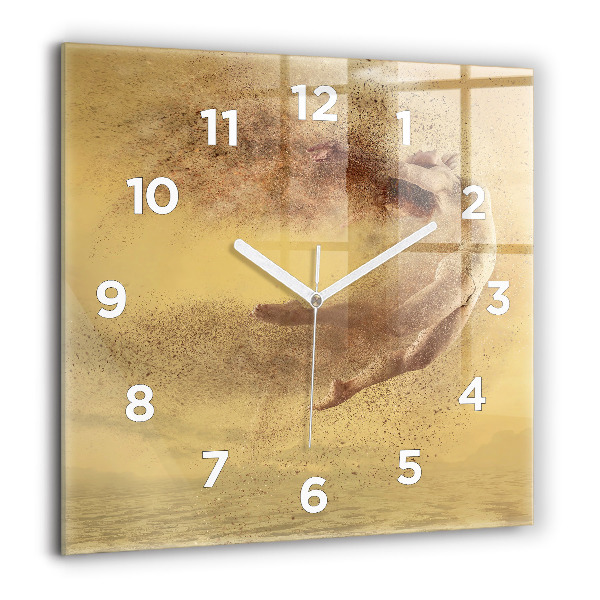Square glass wall clock Woman in figure