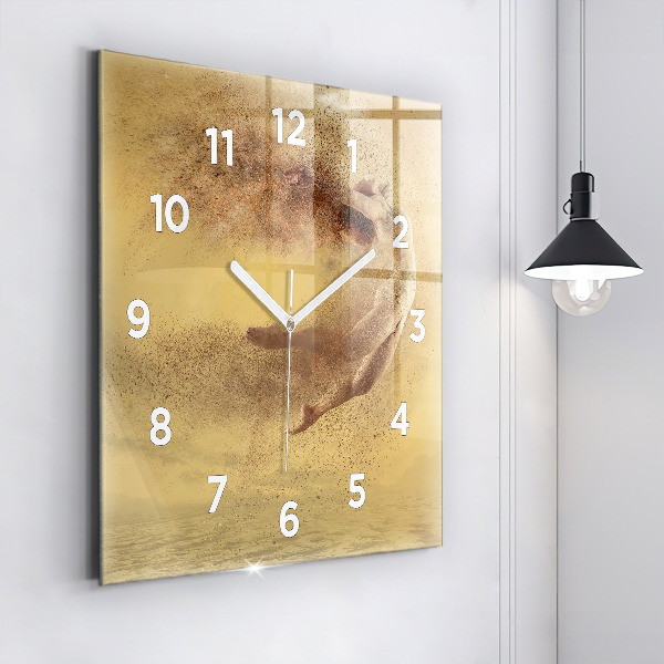 Square glass wall clock Woman in figure
