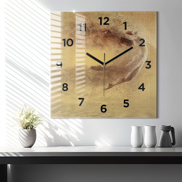 Square glass wall clock Woman in figure