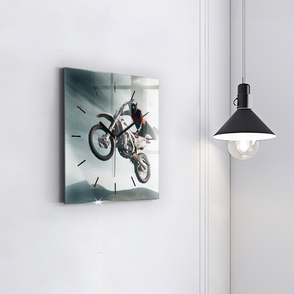 Square glass wall clock Motor Style Adrenaline