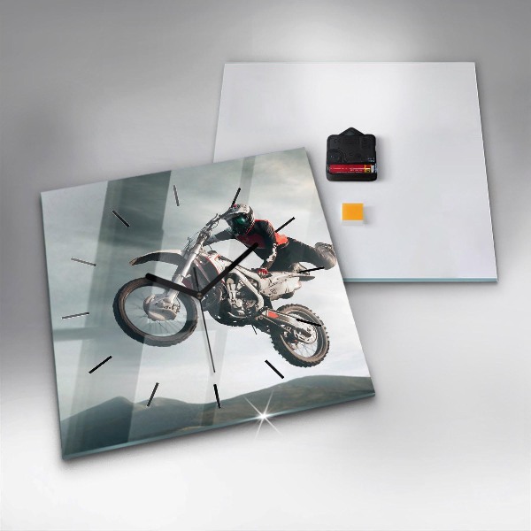 Square glass wall clock Motor Style Adrenaline