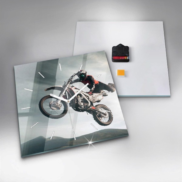 Square glass wall clock Motor Style Adrenaline