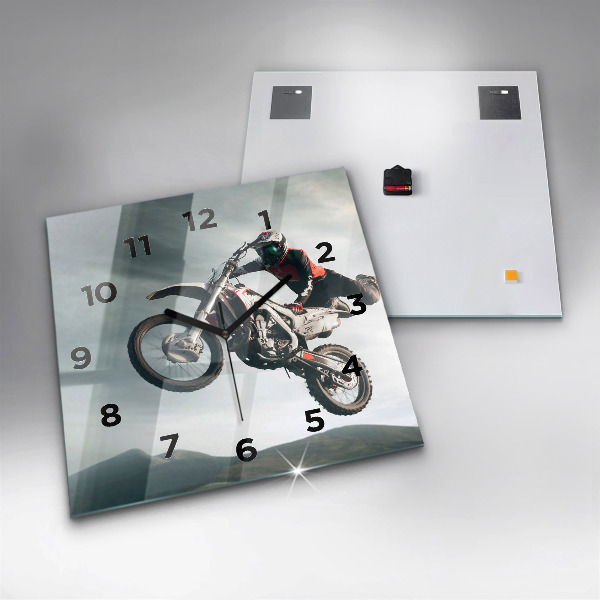 Square glass wall clock Motor Style Adrenaline