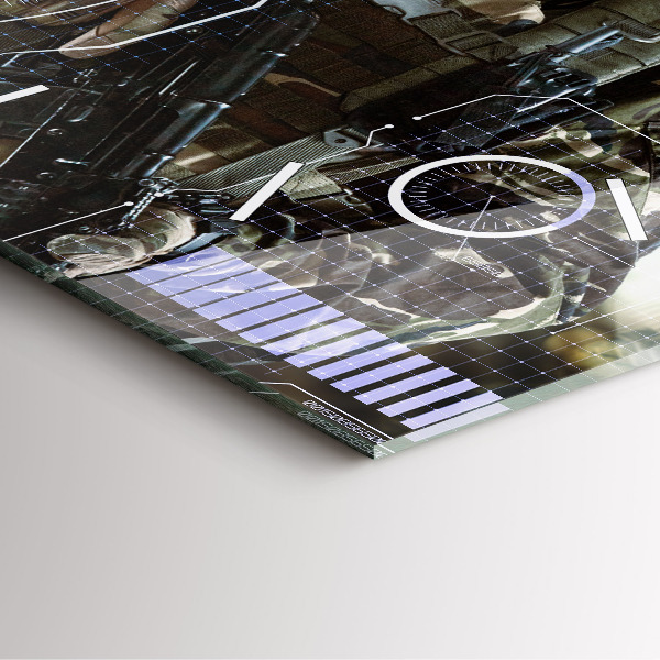 Square glass wall clock Soldier with a gun