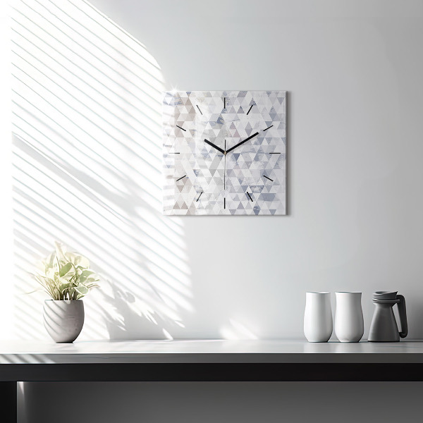 Square glass wall clock Geometric pattern