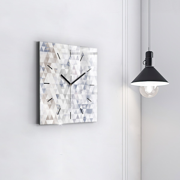 Square glass wall clock Geometric pattern