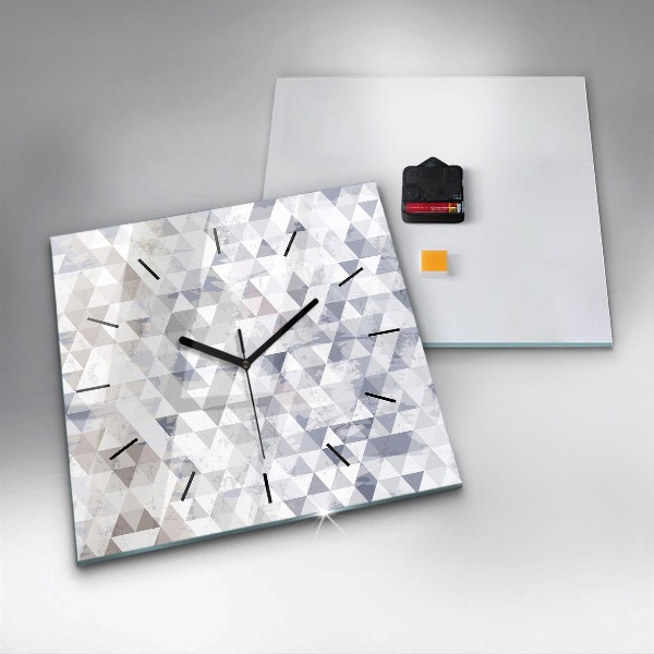 Square glass wall clock Geometric pattern