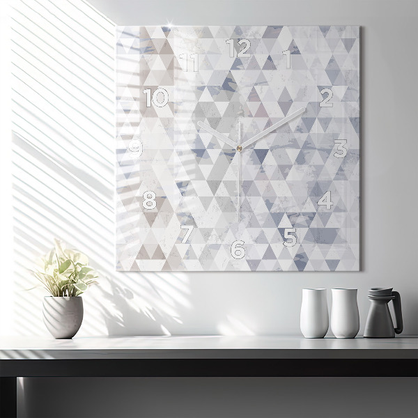 Square glass wall clock Geometric pattern