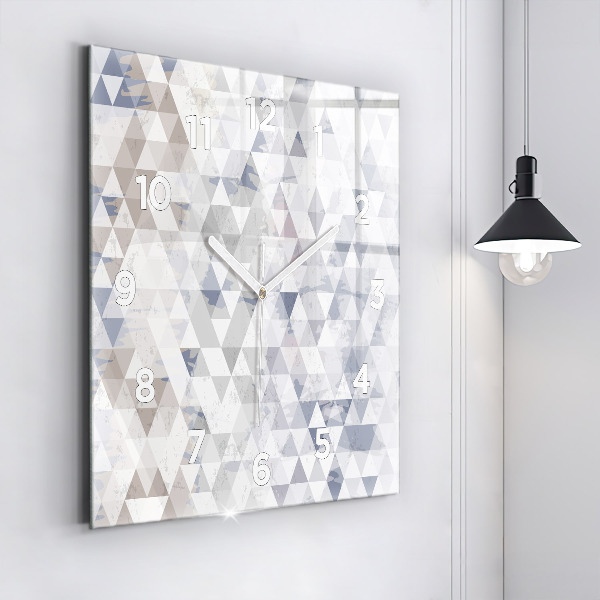 Square glass wall clock Geometric pattern